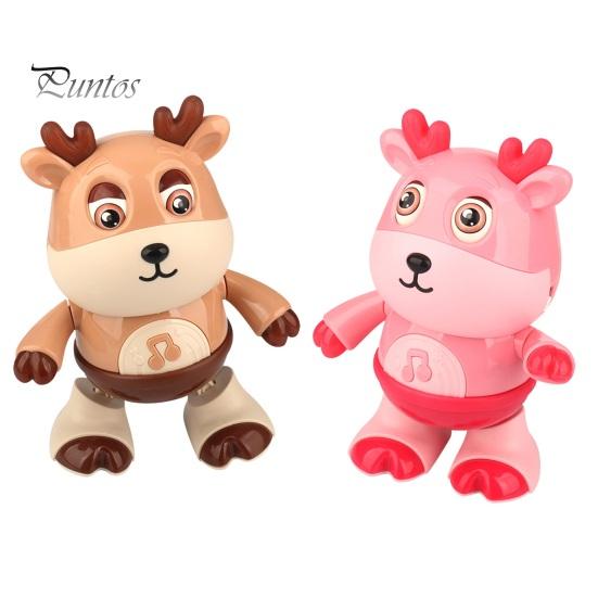 Kids Electric Deer Toy with LED Light Music Singing Dancing Cartoon Elk Toy Toddlers Interactive Educational Movable Eyes Animal Musical Toy