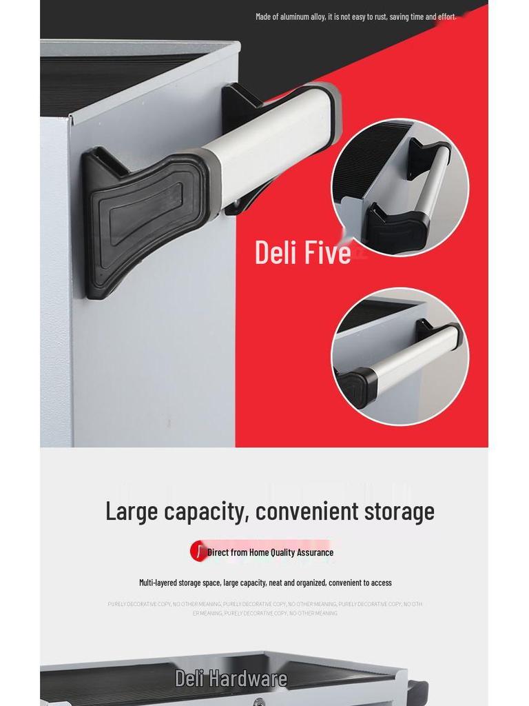 Movable Three-Layer Hand Cart: Multi-functional Auto Repair & Household Tool Box with Cabinet Door