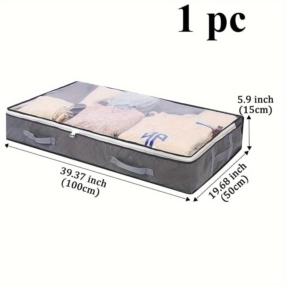 Foldable Underbed Bags -  Blankets Clothes Comforters Storage Bag Breathable Zippered Organizer for Bedroom темно-серого