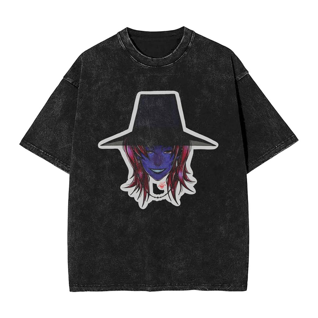 Vintage Derby Blue Tiger Kpop Demon Hunters T-Shirts Men Crew Neck Cotton Washed T Shirt  Short Sleeve Tees Clothes