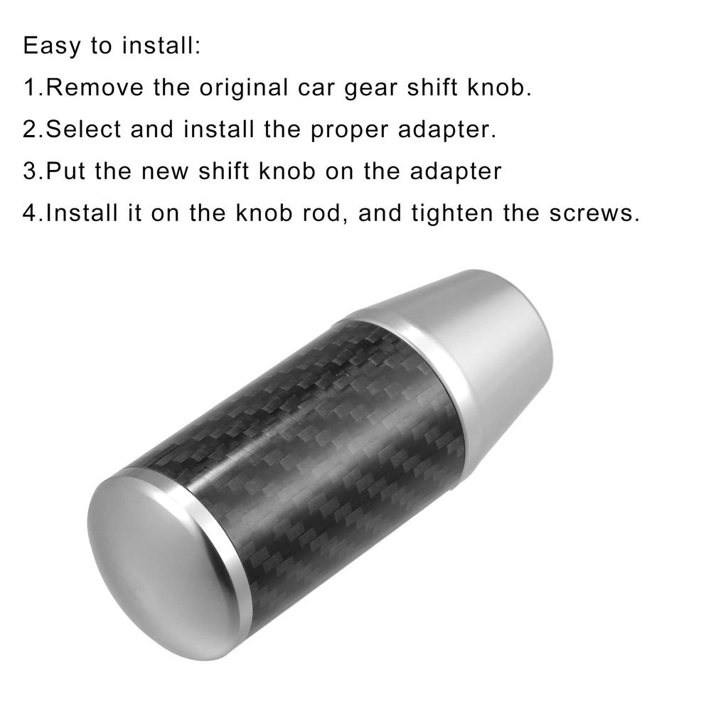 Uxcell Automatic Manual Gear Stick Shift Knob Transmission Gear Lever Stick Shifter Handle Carbon Fiber Pattern Silver Tone