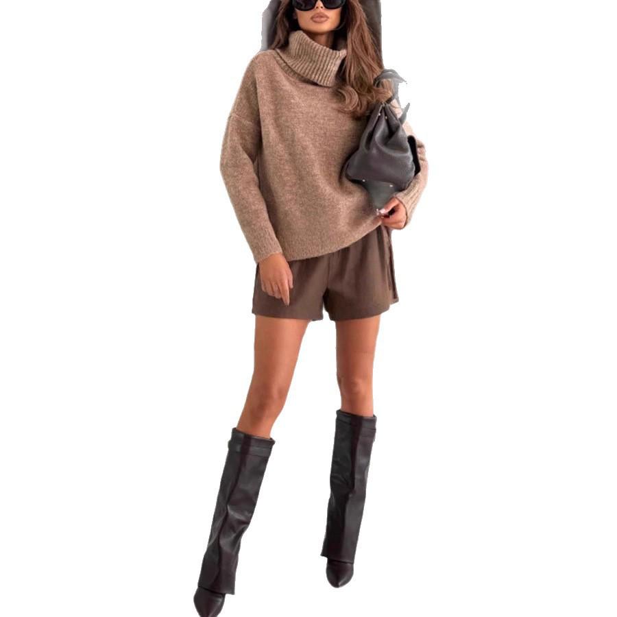 2025 Trendy European & American Lace Trim Knit Top & Dress Women's Two-Piece Set