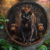 Metal Wall Art Black Cat Sign Vintage Style Kitchen Bar Decor Gift