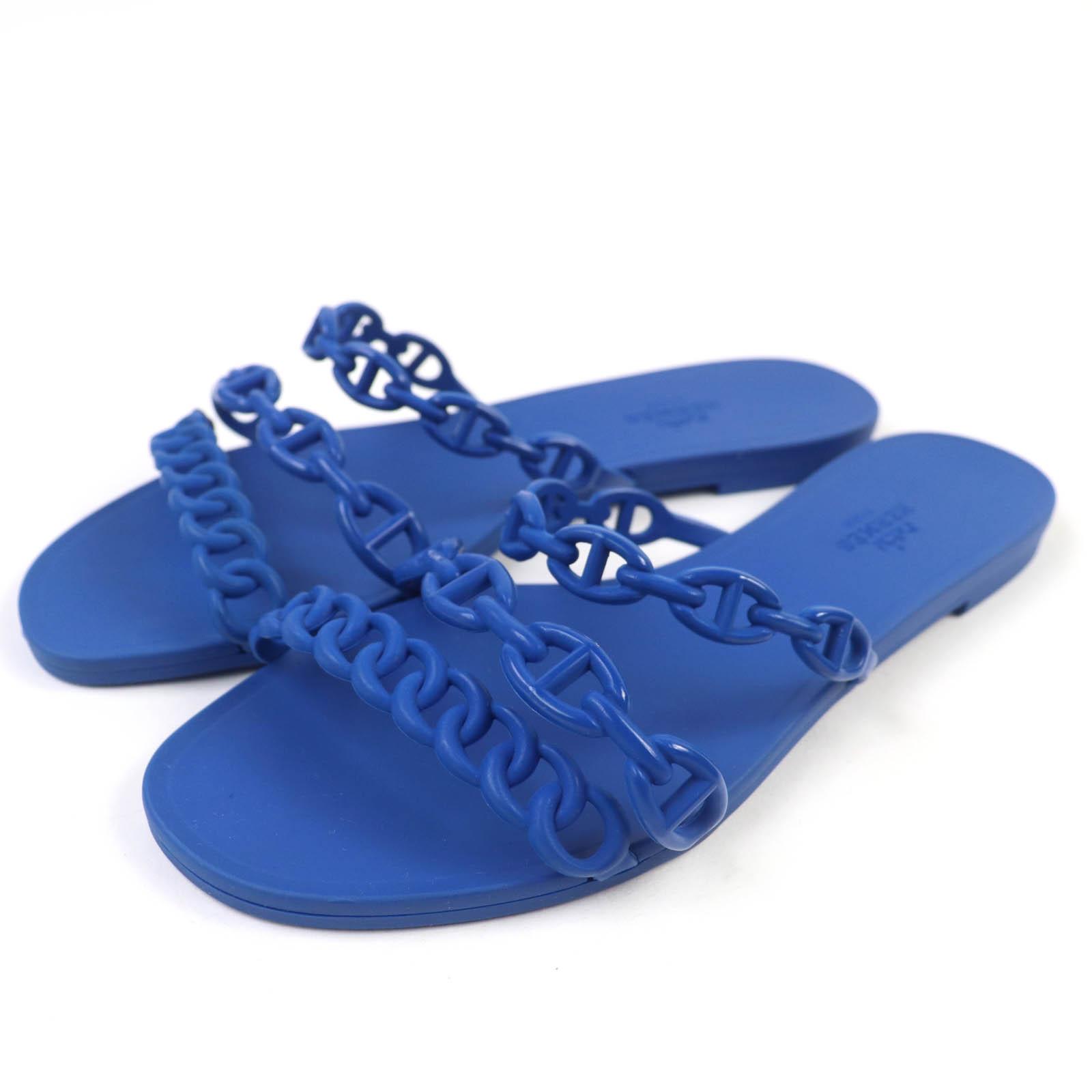 

Excellent HERMES Sandals Riverage Chaine d Ancre flat sandals in rubber blue rubber 37 Used