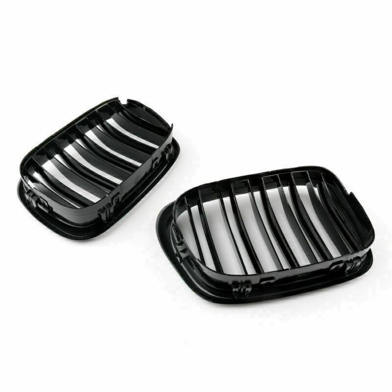 Front Hochglanz Schwarz Niere Motorhaube Gitter Grill Passend für BMW 5er E39 2001-2004