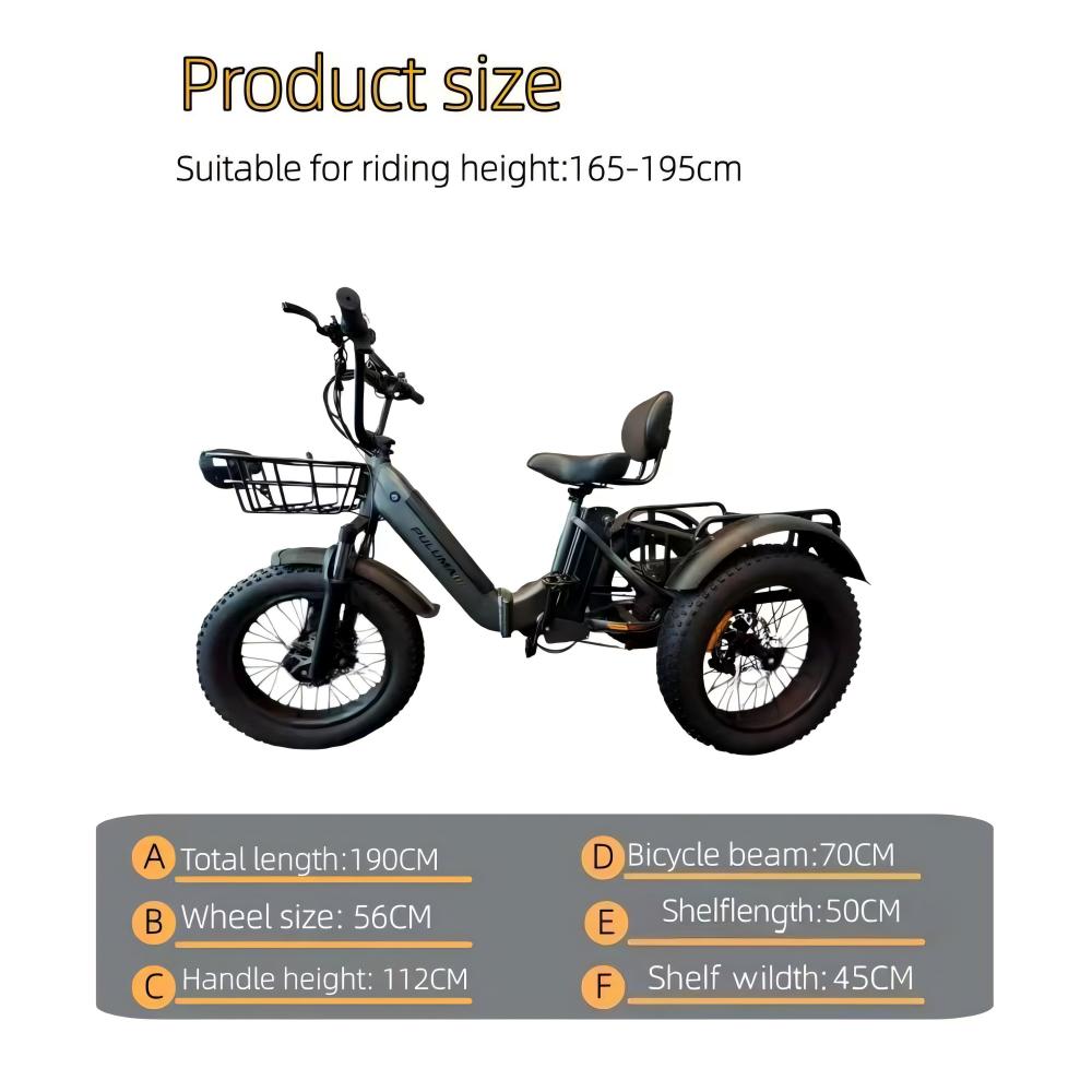 PULUMA SL001 Dual Motor Electric Cargo Trike, Dual Battery 48V 27Ah 7-Speed with Hydraulic Brakes