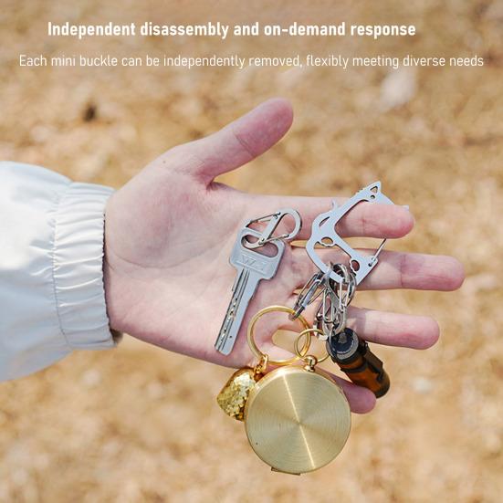 Stainless Steel Lucky Cat Keychain with Detachable S-shape Hooks Heavy Duty Outdoor Camping Portable Car Key Holder Metal Hanging Buckle Carabiner