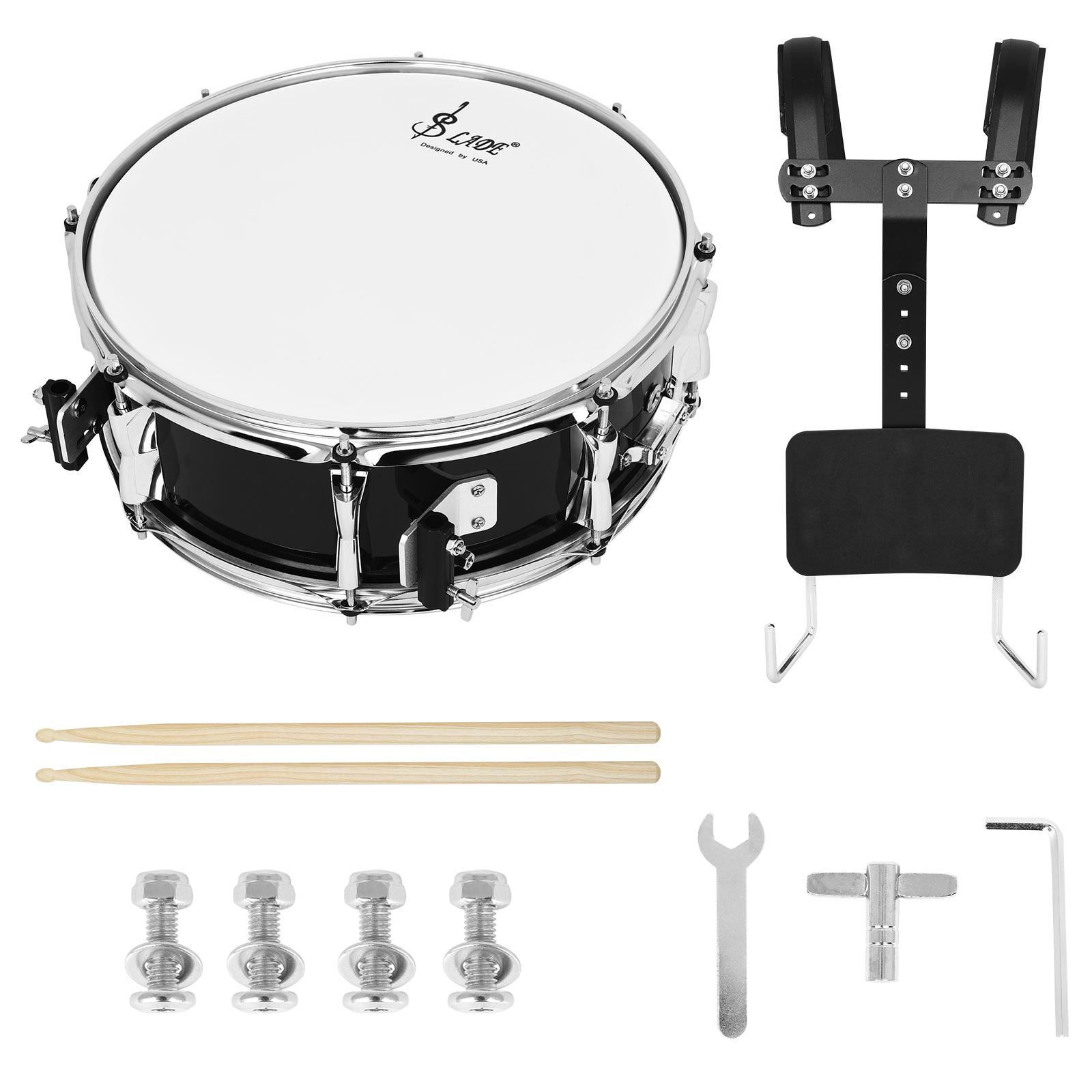SLADE Marching Snare Drum 14 Inch Snare Drums Set Percussion Instruments with Back Frame Wrench Drumsticks Accessories чёрный