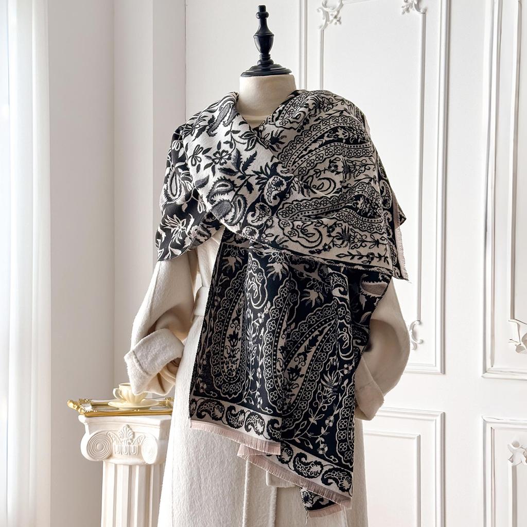 Luxury Winter Imitation Cashmere Scarf Women  Design Warm Pashmina Blanket Poncho Scarves Female Shawl Thick Foulard Bufanda