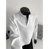 Dongjie No Logo Flus Autumn Henry Collar Straight Shoulder Composite 270g Heavy Cotton Long Sleeve T-Shirt Men's Sweatshirt