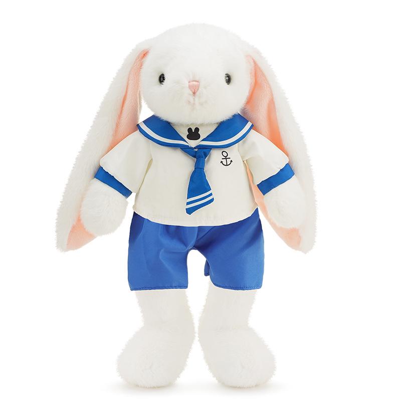Navy Baby Rabbit Plush Toy with Long Ears - Cute Cartoon Comfort Doll for Kids