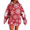 Ladies' Christmas Printed Bow Long Sleeved Loose Fitting Headband With Rope Hooded Sweatshirt Top