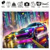 Street Racing Neon-lit Urban Landscape Digital Printing Polyester Wall Tapestry Suitable for Use Living Rooms Bedrooms Offices
