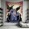 Odin Norse Mythology Tapestry, Viking God with Wolves and Ravens Wall Hanging, Valknut Symbol Wall Tapestry for Bedroom Living Room Decor