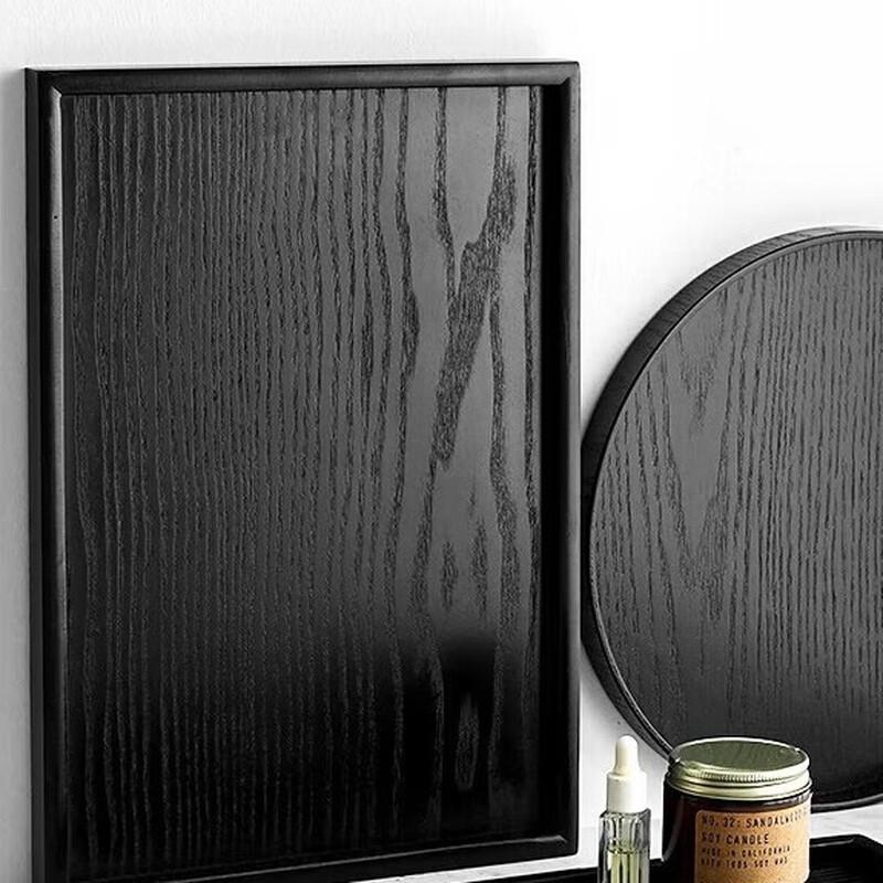 Japansk Svart Trä Rektangulär Serveringsbricka 25x18cm