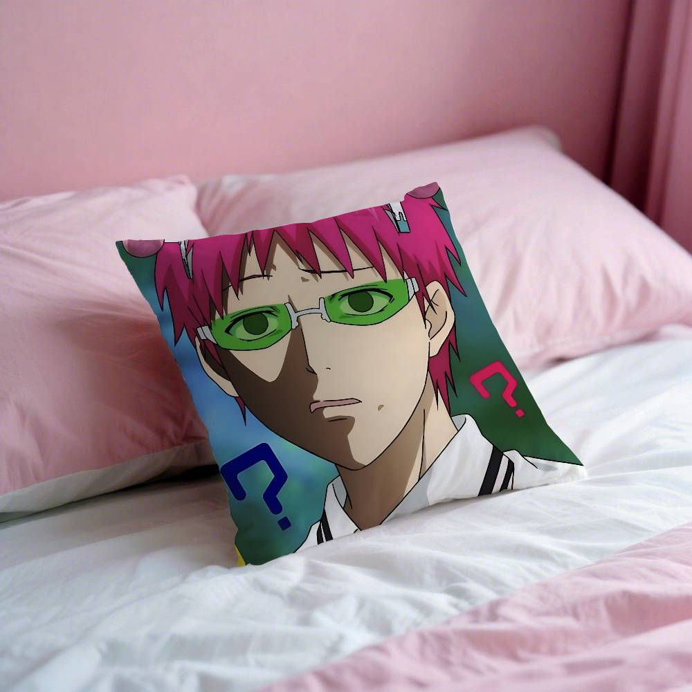 Cute S-Saiki K Throw Pillow Covers Pattern Cushion Cover Suitable For Sofa Bedroom Car Pillow Cover