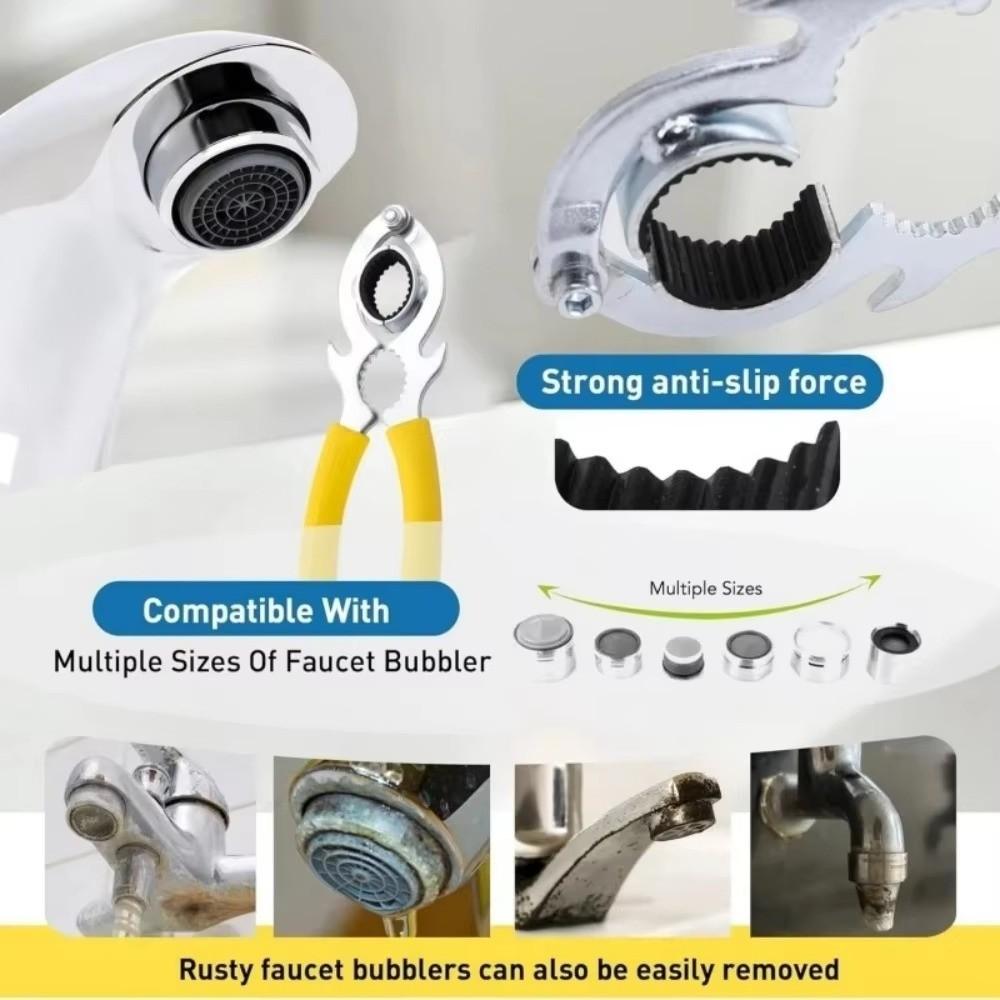 Non-Slip Grip Multi-Tool Wrench Stainless Steel Sink Faucet Tool Filter Removal