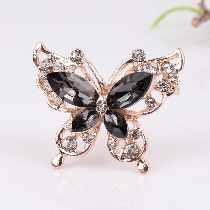 Brooch New Fashion Beauty Women Gold Zinc Alloy Crystal Exquisite Flower Butterfly Insect Pins Hot Sale Party Gift