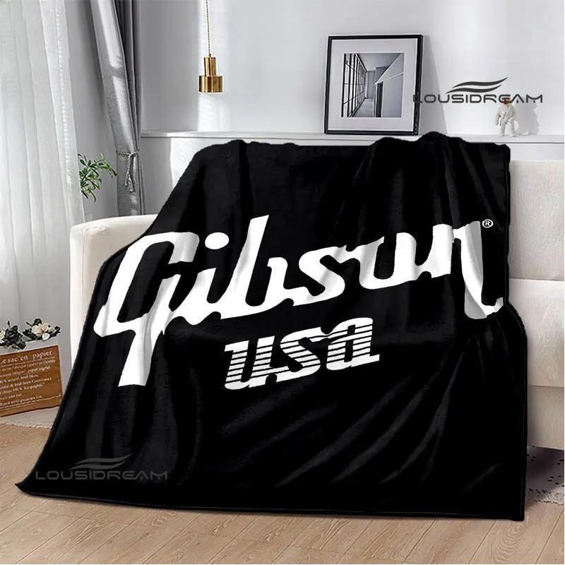 

Gibson guitar logo printed blanket Flange warming blanket picnic blanket Home Travel blanket bed linings Birthday Gift 100x150cm