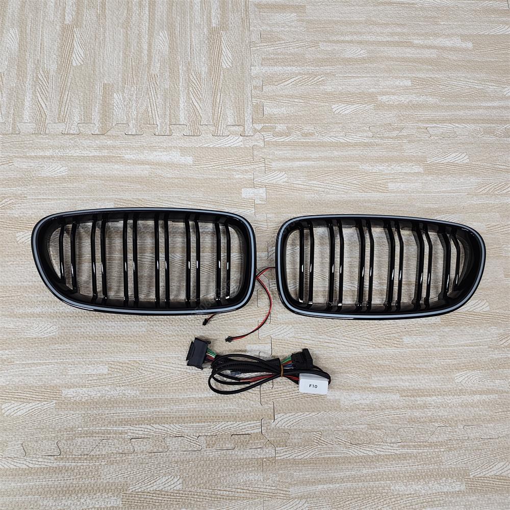 

Car Double Line Front Luminous Grille Led Light Racing Grille For BMW 5 Series F10 F11 F18 2010-2017 Bodykits Tuning ABS Black