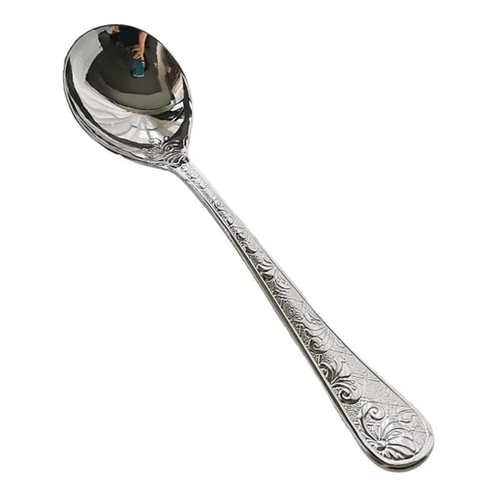 

Массаж языка Европейская классическая рельефная цветочная ложка из нержавеющей стали 304 для кухни, аксессуары для ужина