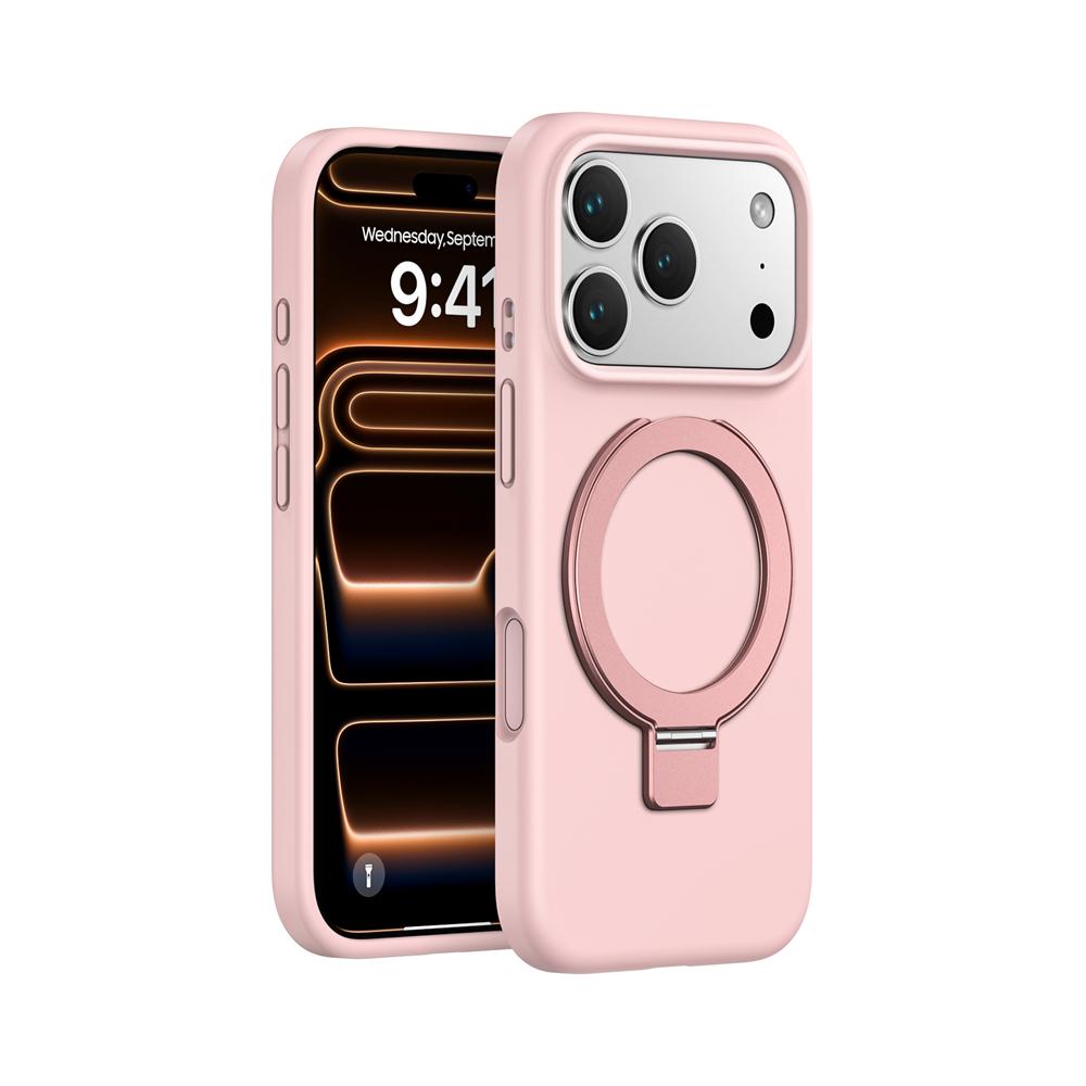 

Magnetic Liduid Silicone Stand Phone Case For iPhone 17 16 15 14 13 12 Pro Max Plus For Magsafe Ring Holder Protector Soft Cover iPhone17 Pro Max