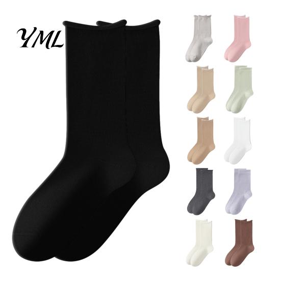 Minimalist Fashion Cotton Socks Women Mid-Length Crew Socks, Casual Loose Cuff Mittens, Comfortable Stackable Mid Length Breathable Solid Color