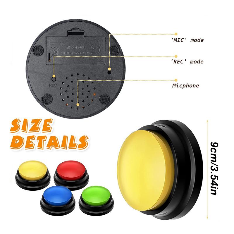 Funny Dog Recordable Pet Toys Travel Talking Starters Pet Speaking Buttons Portable Cute Pet Button Color Voice Recording Button