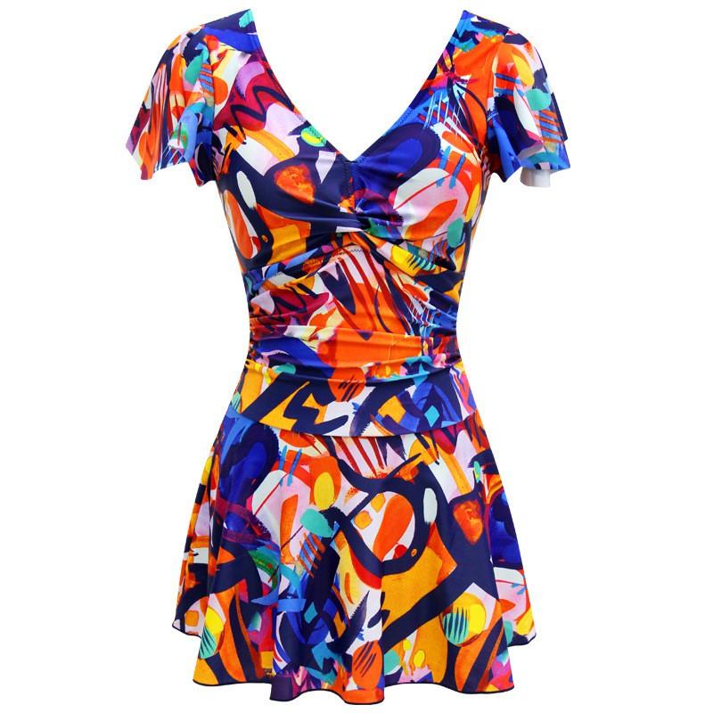 Plus Size Womens Modest One Piece Swimsuit High Waist Floral Print Tummy Control Swimwear Spa Pool