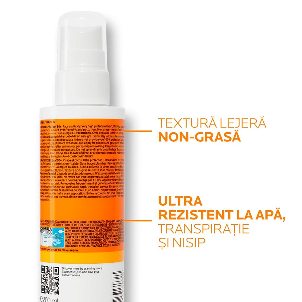 La Roche-Posay Anthelios Spray Solaire Corps SPF 50+ pour Peaux Sensibles Ultra-Résistant Sans Parfum 200ml
