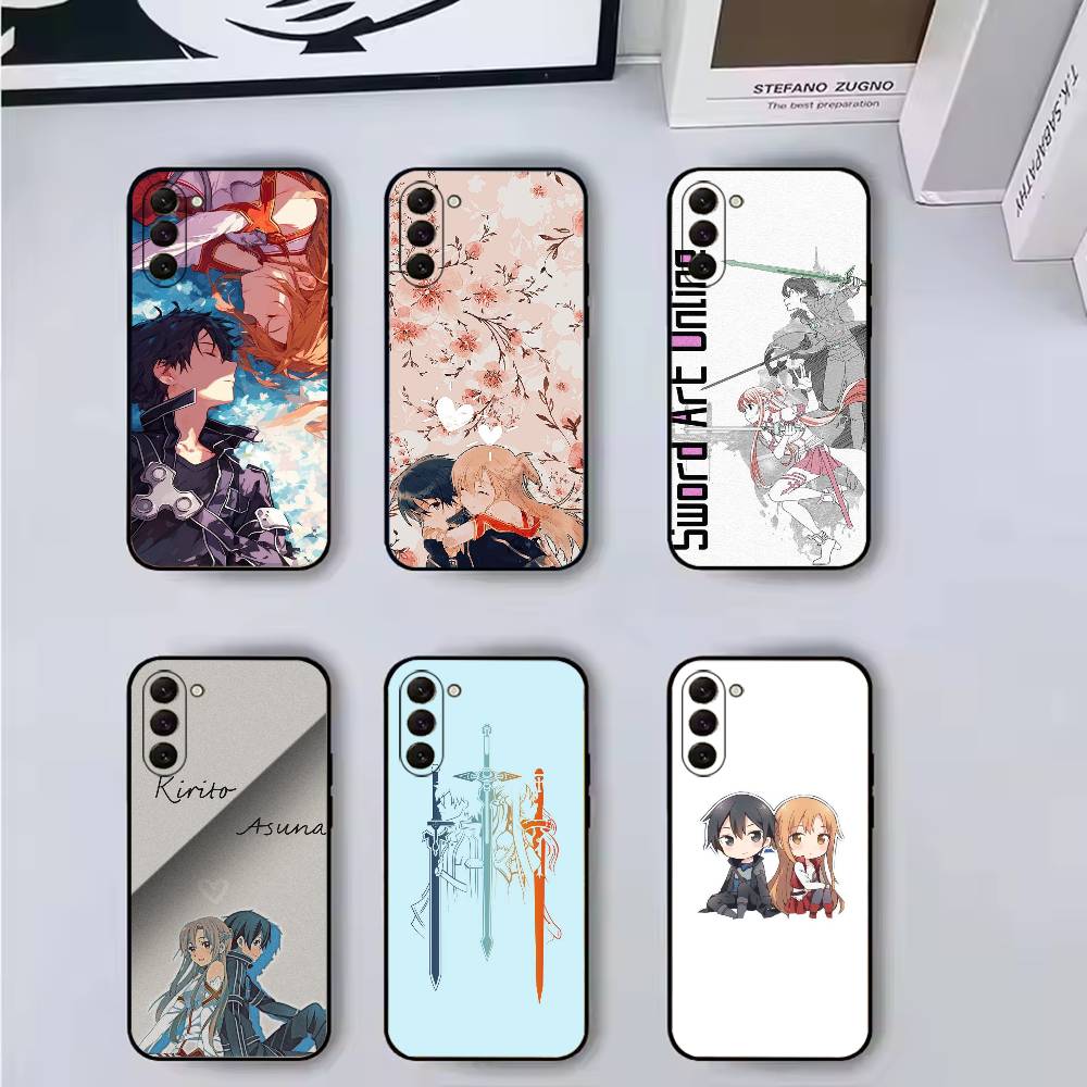 Sword Art Online kirito and asuna Phone Case Black Silicone Soft For Samsung Galaxy A73,A72,A71,A70,A53,A52,A51