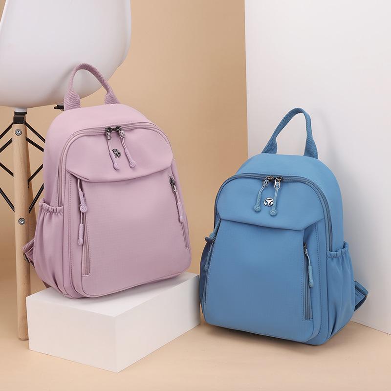 Backpack Women's Seasonal New Fashionable Simple Solid Color Large Capacity Backpack Nylon Cloth Business Travel Backpack