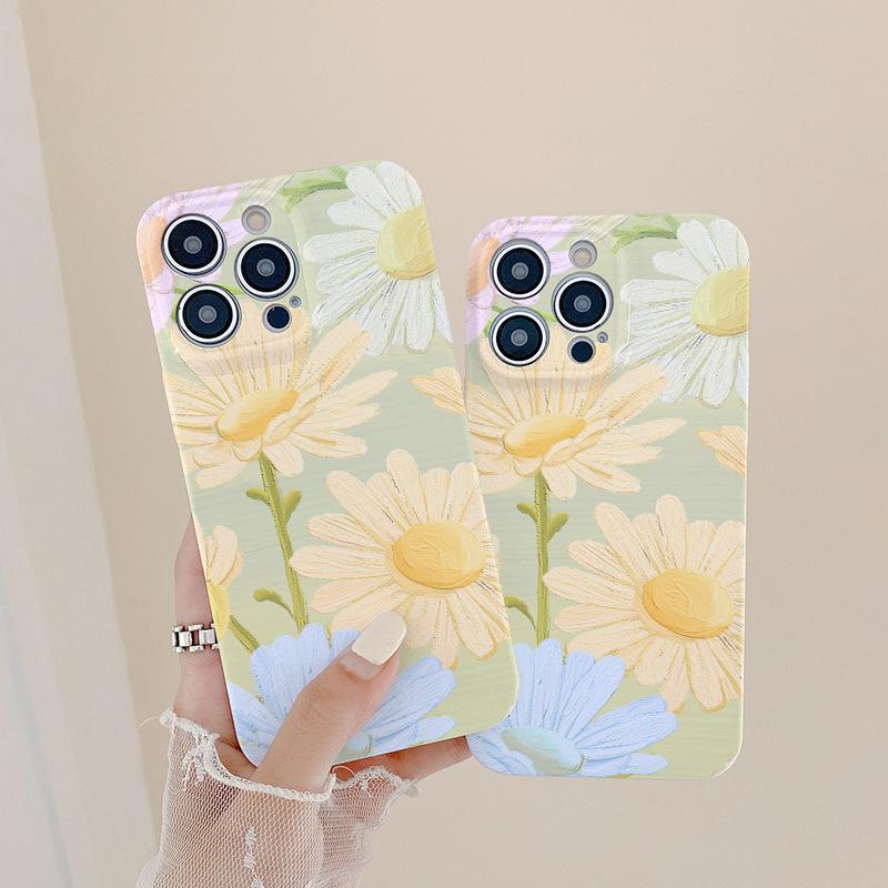 Oil painting flowers For Apple 15pm mobile phone case For in For iPhone13 mobile phone protective case 14promax film case