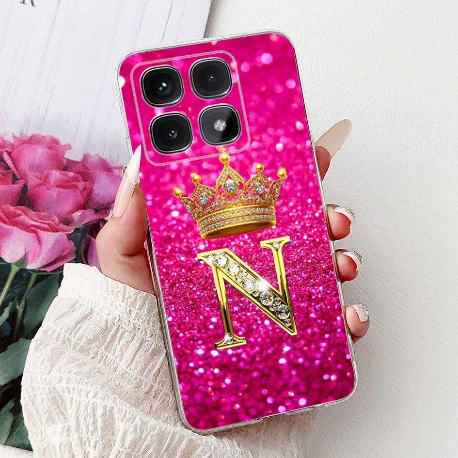 For Xiaomi 14T Pro 5G Case Luxury Crown Letters Soft Silicone Couple Phone Cover For Xiaomi 14T Mi14T 14TPro 2024 Protect Shells