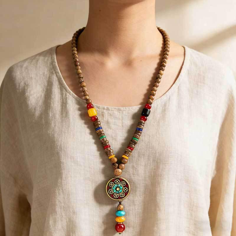 Tibetan Ethnic Sweater Chain Zen Bodhi Necklace: Unisex Retro Scenic Accessory