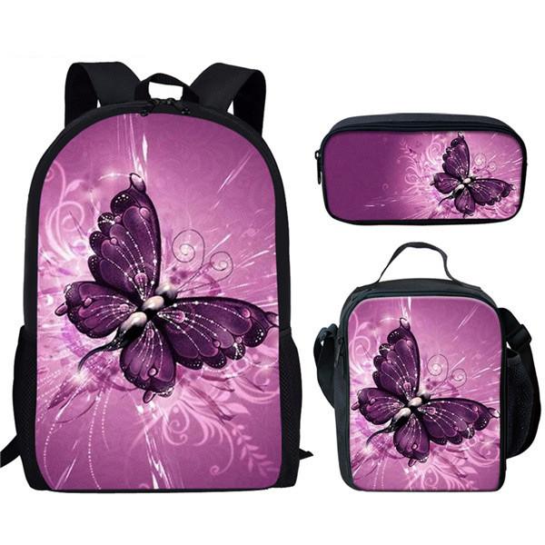 Creative 3d Butterfly Laptop Backpack With Pencil Case And Organizer For School