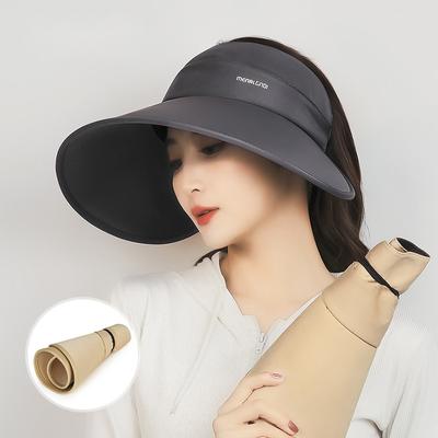 Beskyttende heldekkende flosshatt med tomt ansikt, UV-beskyttelse, stor brem strandhatt, sommer utendørs solhatt for kvinner, sammenleggbar lue
