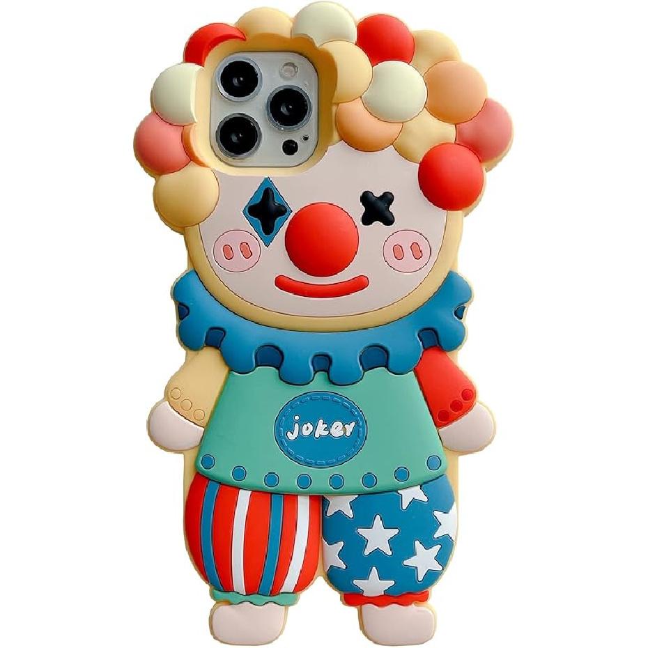 for iPhone 14 Case, Kawaii Clown Phone Cases 3D Silicone Cartoon Case Fun Apply to iPhone 14 Cute Case Soft Rubber Shockproof Protective Case for iPhone 11