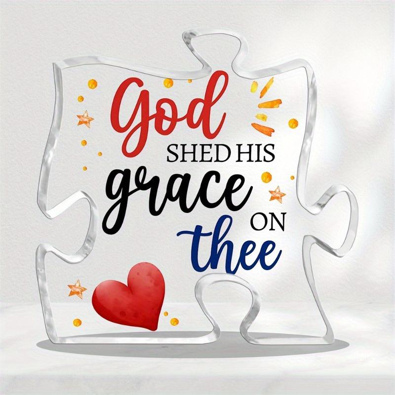 God Shed His Grace on Thee  Patriotic Plaque - Inspirational Home Decor & Gift чистый