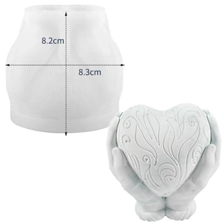 Two-handed Holding Love Candle Silicone Mold Carved Heart-shaped Candle Making Plaster Soap Chocolate Baking Tool Wedding Gift