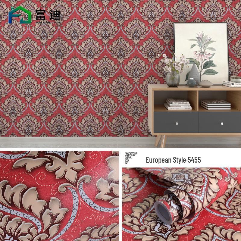 

Более толстые самоклеящиеся водонепроницаемые обои из ПВХ: Европейский пасторальный дизайн для спален, общежитий и фона для прямых трансляций 0.45×10m