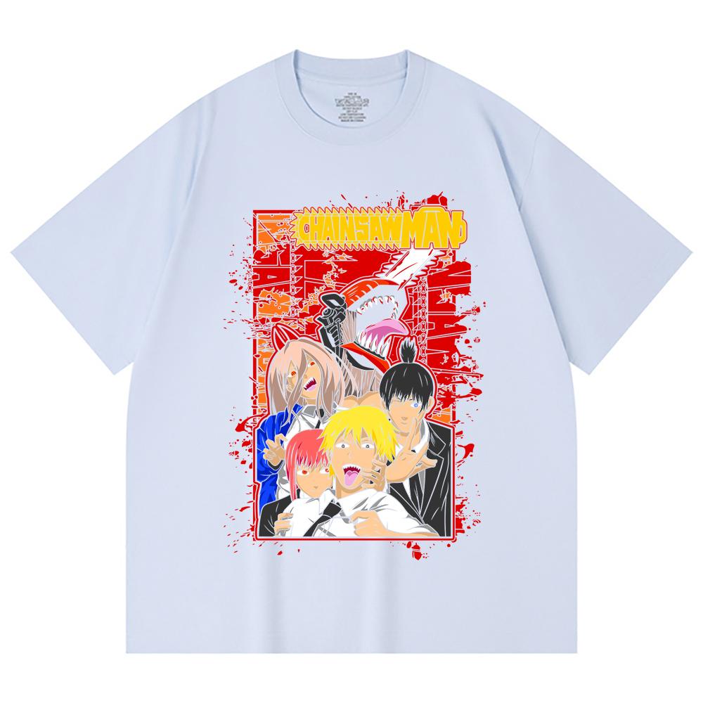 230 Gsm 100% Cotton Chainsaw Man V26 Print Unisex Heavy Cotton T Shirt