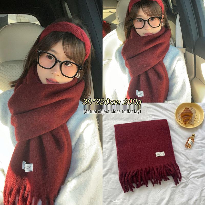 Festive Collection: Red Scarves & Imitation Cashmere Shawls - Cozy Winter Gifts & Soft Neck Warmers