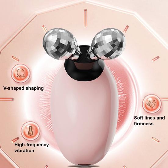 Microcurrent Facial Roller V-Shape Massager for Anti-Aging & Lymphatic Drainage Rechargeable Skin Tightening Device