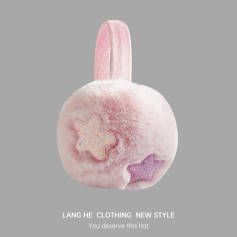 Pluszowe Ciepłe Nauszniki Damskie Słodkie Nauszniki Zimowa Ochrona Uszu Zimoodporne Zimowe Jednokolorowe Ocieplacze na Uszy Składane Jesienno-Zimowa Torba na Uszy Duże