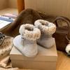 Cowhide version~ plush boots women's round head retro plush short boots flat cotton shoes warm plush snow boots