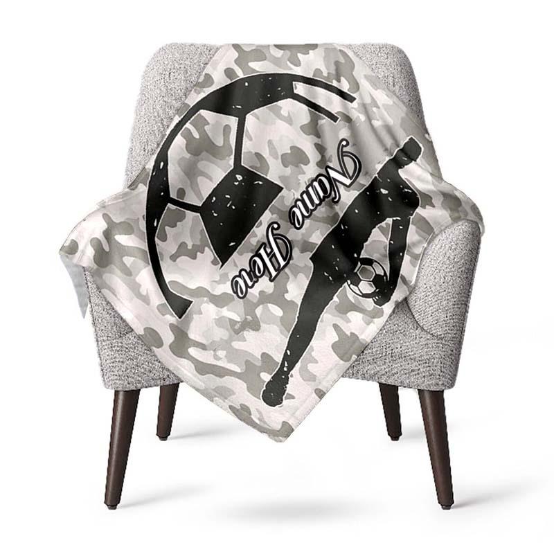 240Gm2 Football Style Customize Your Name Outdoor Blanket Suitable For All Seasons Comfortable And Warm Soft Blanket Suitable For Travel Gifts For