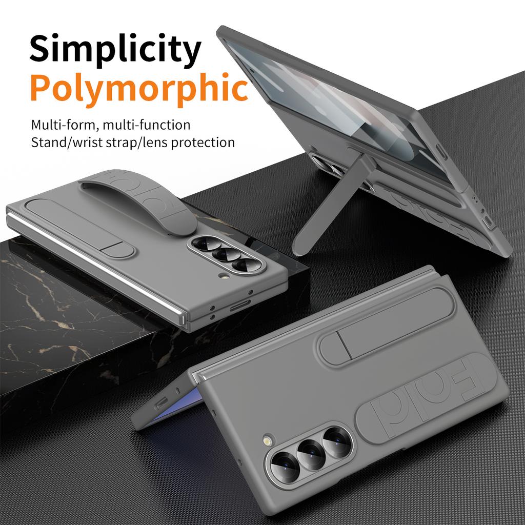 Für Samsung Galaxy Z Fold6 5G Hülle Ständer Armband PC Handyhülle mit Hartglasfolie