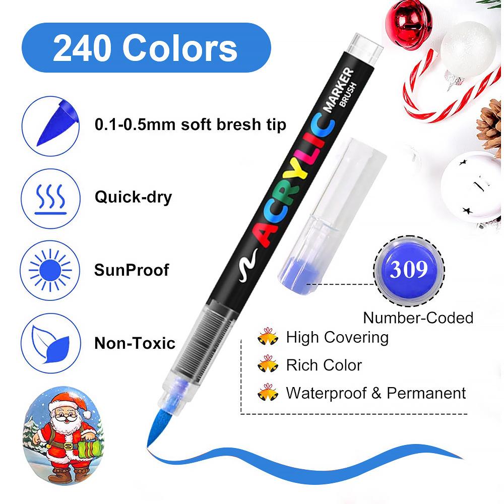 12/24/48/60 Colors Acrylic Marker Pen Paint Brush Pen Painting Coloring Pen DIY Graffiti Art Making School and Office Supplie