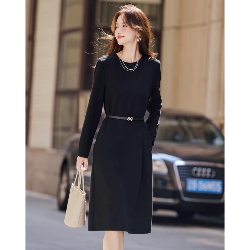 

Shangjing French Elegant Long-Sleeved A-Line Dress M